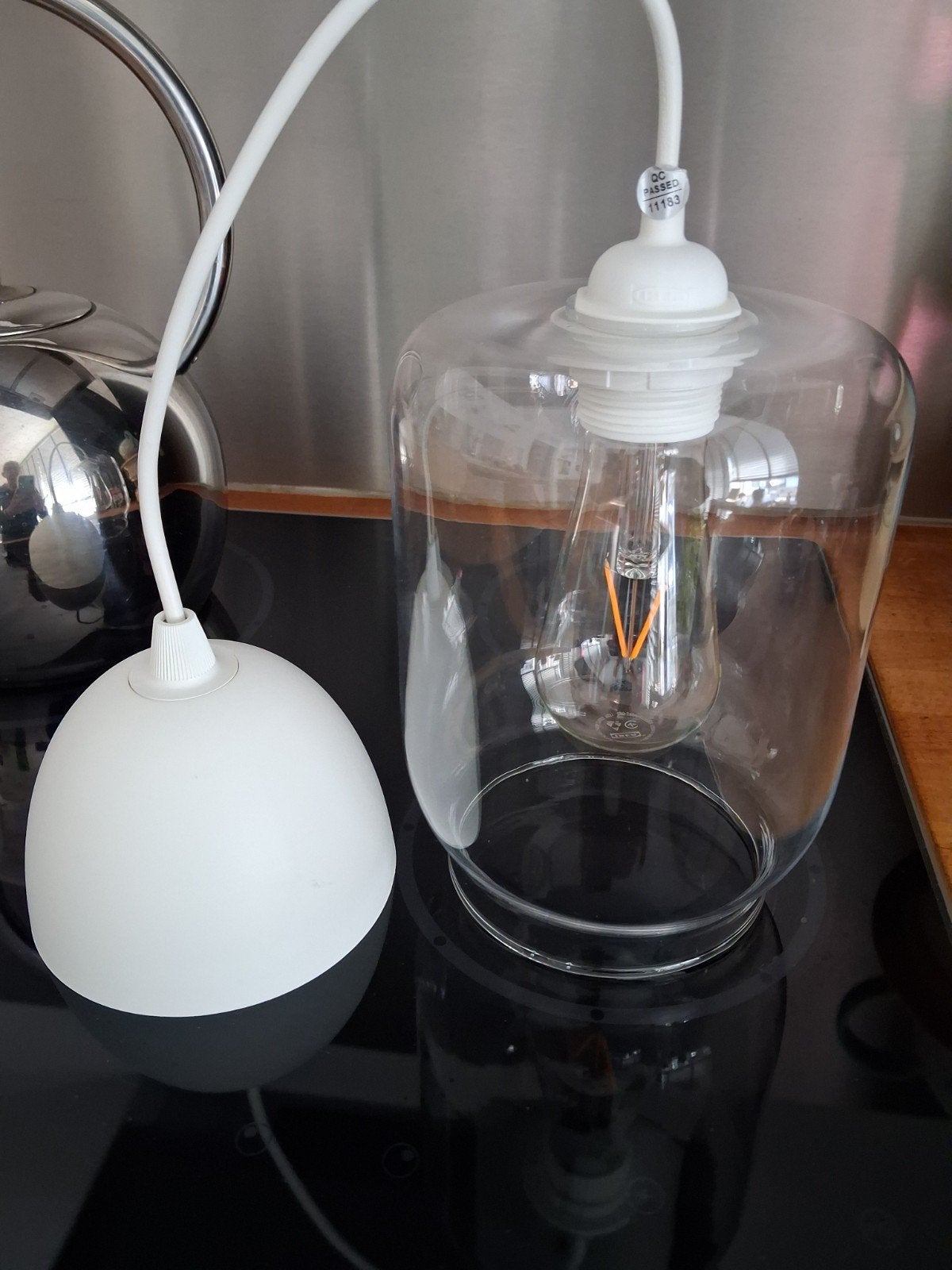 Ikea hanglampje van glas - Modern en stijlvol, Ophalen, E27 (groot), Modern, Glas