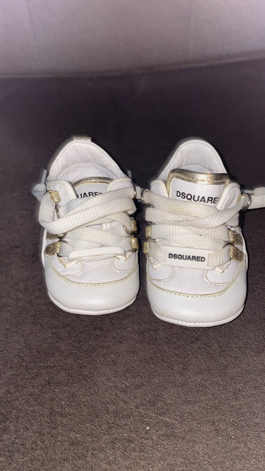 Dsquared2 babyschoentjes wit met goud, maat 16, Ophalen of Verzenden, Zo goed als nieuw, Jongetje of Meisje, Schoentjes