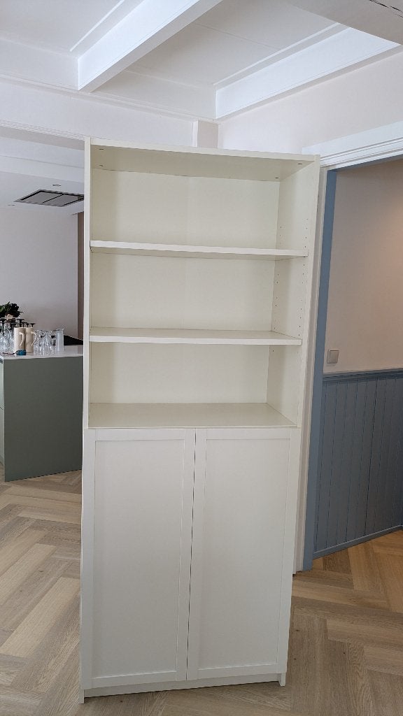 Billy boekenkast diepe variant met deurtjes, Ophalen, 200 cm of meer, Wit, 50 tot 100 cm