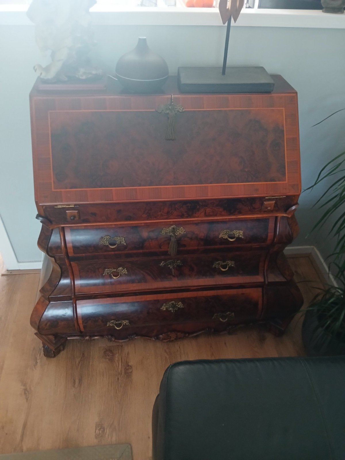Antiek Biedermeier secretaire met barok details, Antiek en Kunst, Ophalen of Verzenden