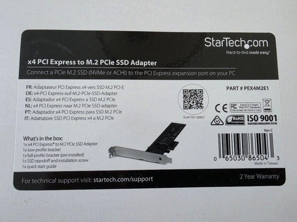 x4 PCI Express to M.2 PCIe SSD Adapter, Intern, Ophalen of Verzenden, Zo goed als nieuw, Overige aansluitingen