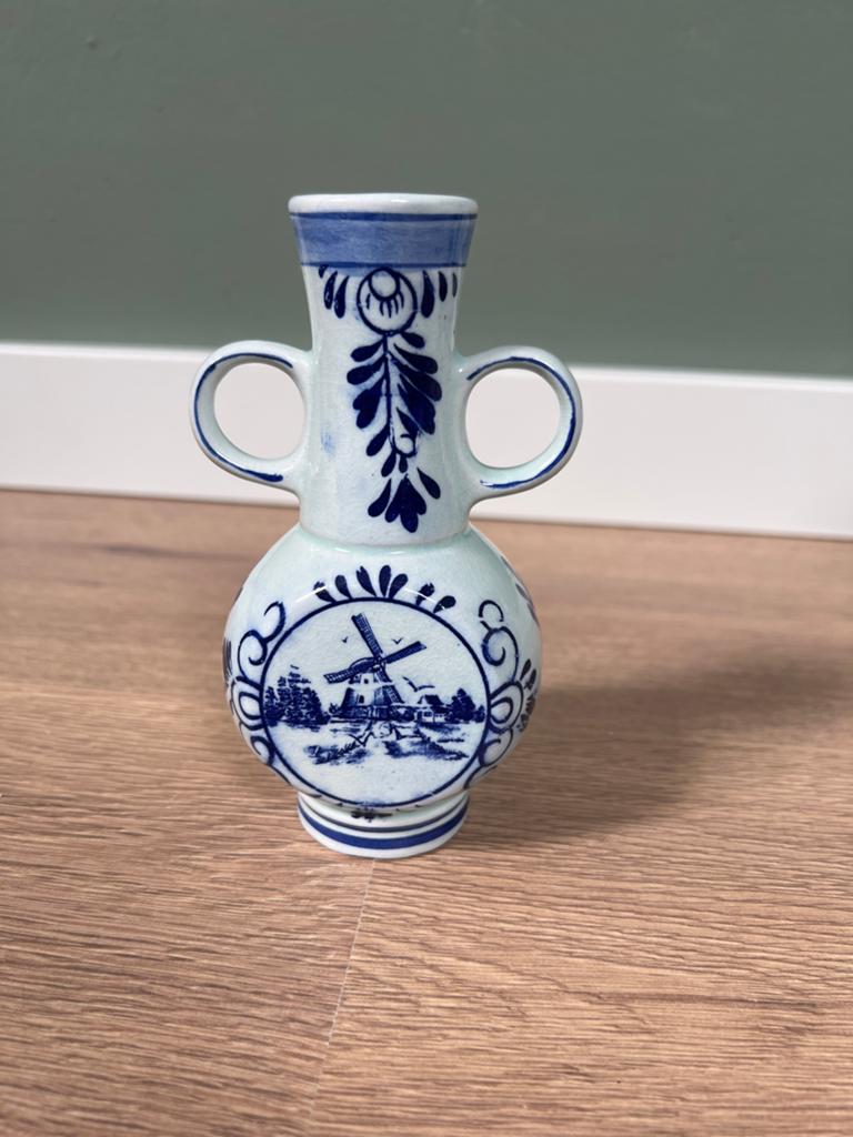 Delfts Blauwe Kleine Vaas met Molen Decoratie, Antiek en Kunst, Ophalen