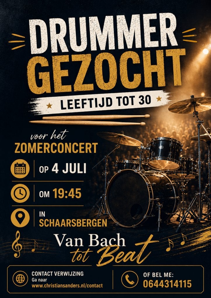 Zoek drummer tot 30 jaar, Band