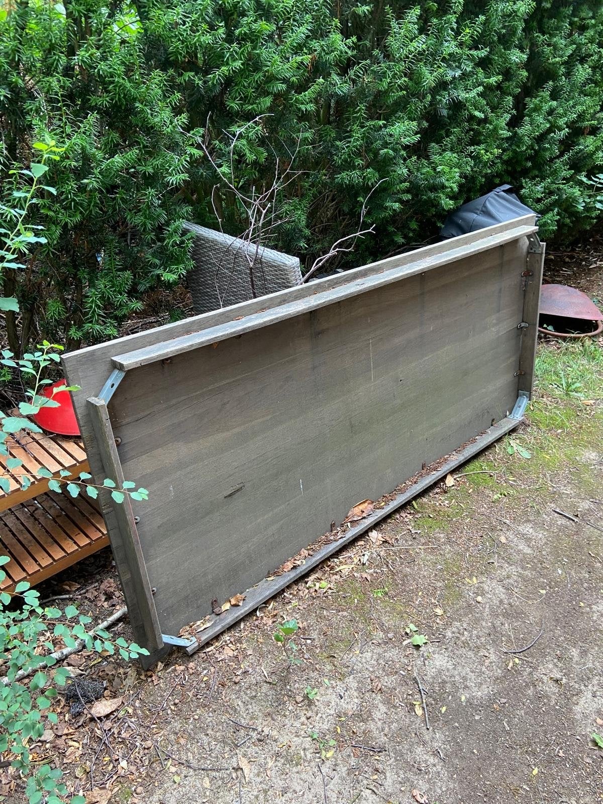 Robuust houten tafelblad - ideaal voor buiten, Ophalen, Gebruikt, 200 cm of meer, 50 tot 100 cm