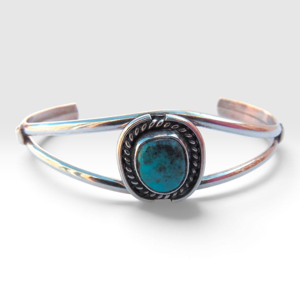 Mooie vintage NAVAJO zilveren turquoise split cuff armband!, Verzenden, Zo goed als nieuw, X, Met edelsteen