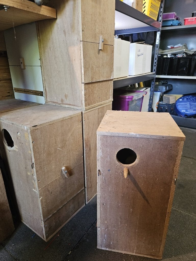 7x nestkastjes, Ophalen, Gebruikt, Hout, Vogelkooi