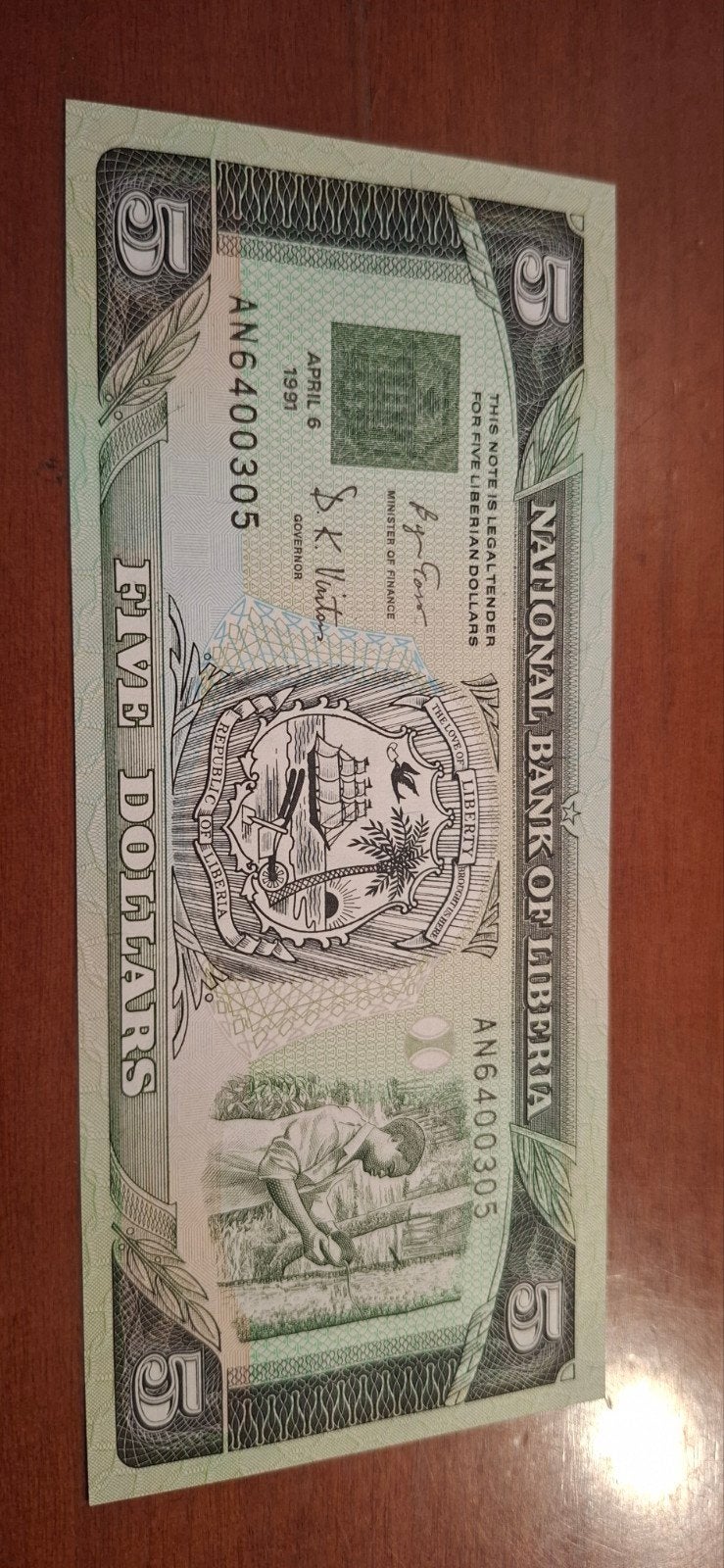 Liberia 5 Dollars biljet 1981 - Afrikaanse bankbiljetten Unc, Ophalen of Verzenden, Overige landen, Los biljet