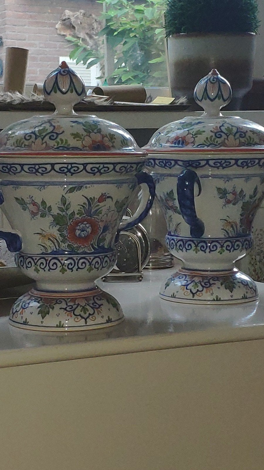 Antieke Zenith Polychroom Hollandse Terrine uit 1940 2 stks, Ophalen of Verzenden