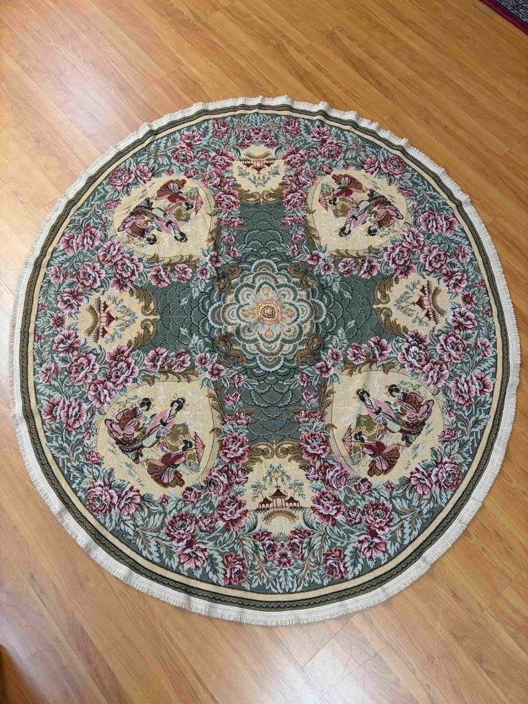 Vintage tafelkleed met een Japans tafereel ovaal 160/140 cm