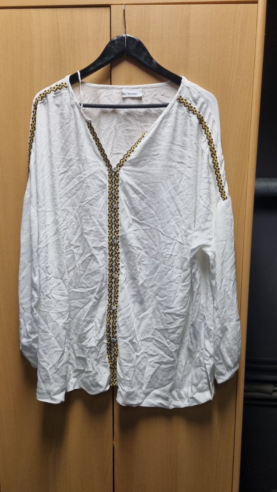 Zgan ecru witte blouse maat 48/50 van C&A Yessica, Wit, Maat 46/48 (XL) of groter, Ophalen of Verzenden, Zo goed als nieuw