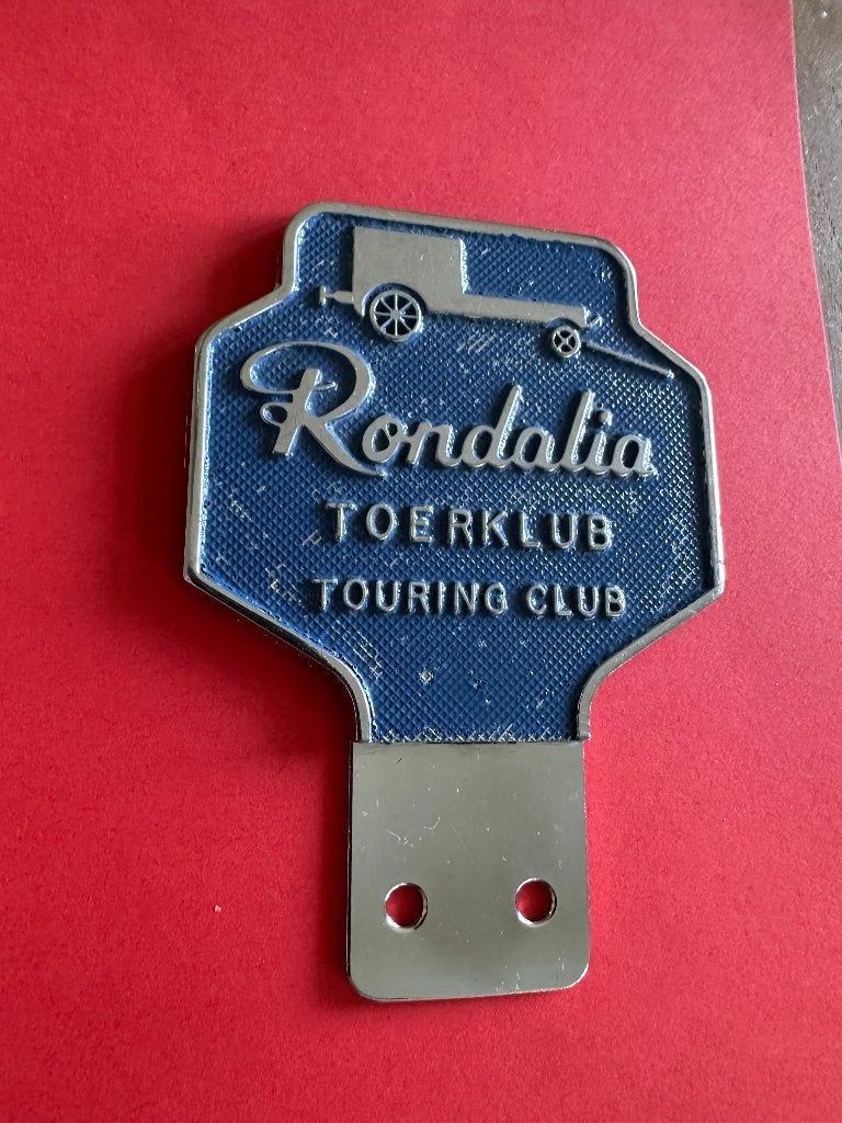 Mooie Rondalia Toerklub Touring club badge. Voor Uw oldtimer, Ophalen of Verzenden, Gebruikt, Gebruiksvoorwerp