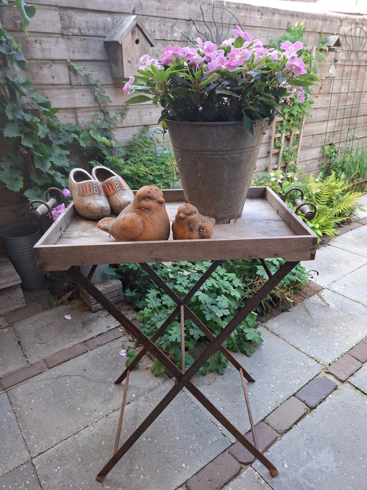 Decoratieve butlertray / dienblad op onderstel, Ophalen, Gebruikt