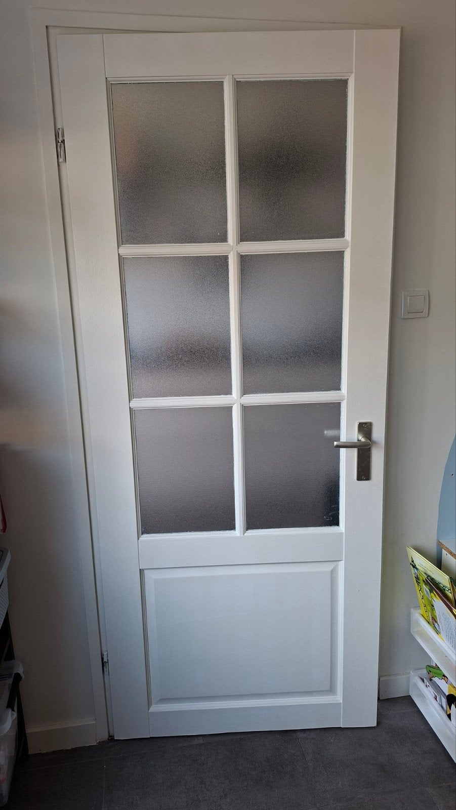 Binnendeur met glas, 203x85 cm, Doe-het-zelf en Verbouw, Ophalen, Gebruikt, 80 tot 100 cm, Binnendeur