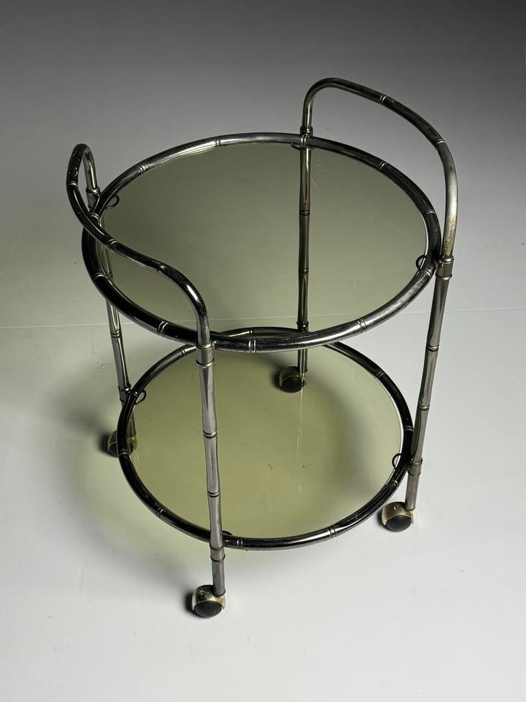 Faux Bamboo chrome trolley antiek