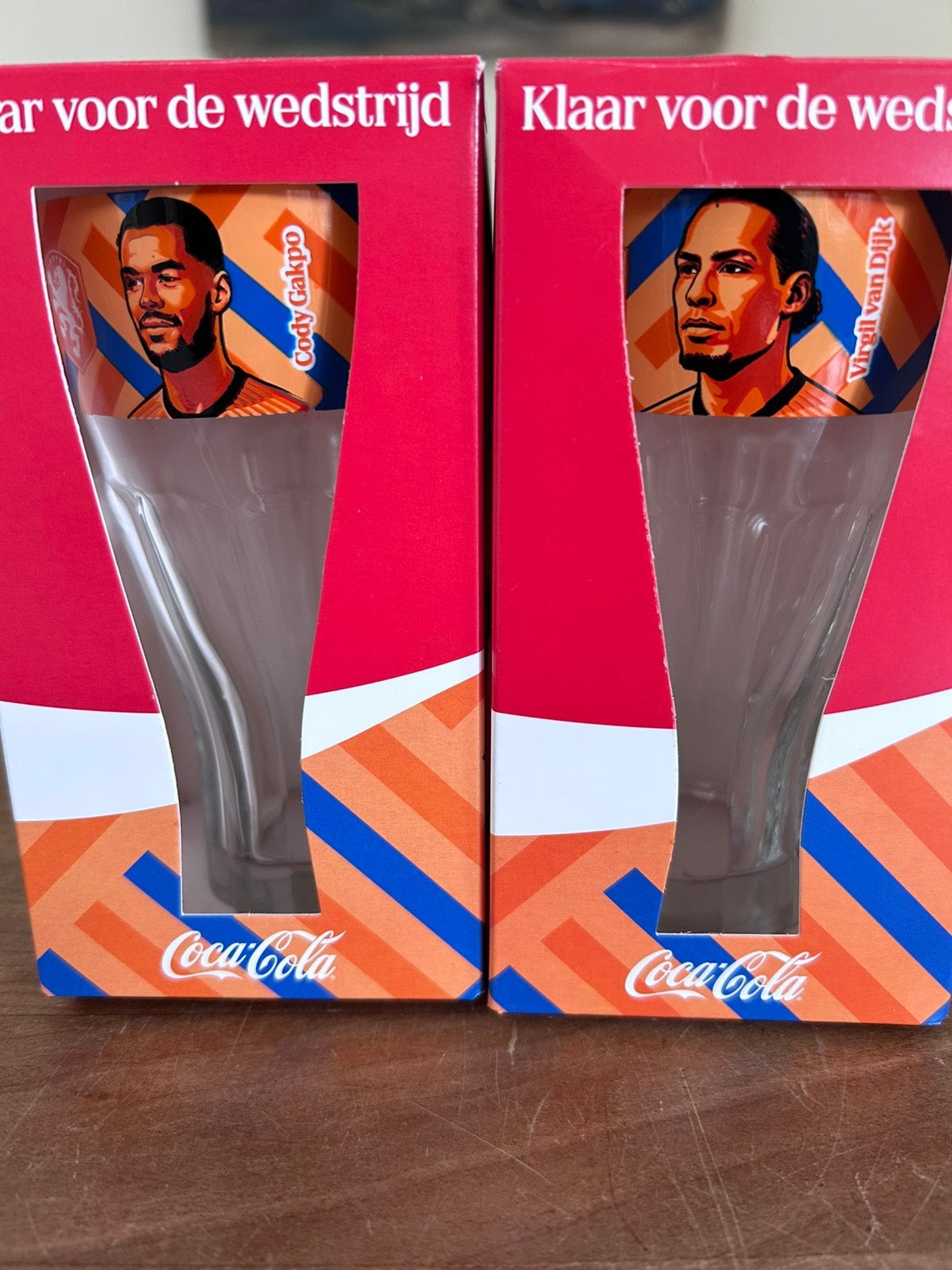 WK Coca Cola glazen Virgil van Dijk en Cody Gakpo, Ophalen, Zo goed als nieuw