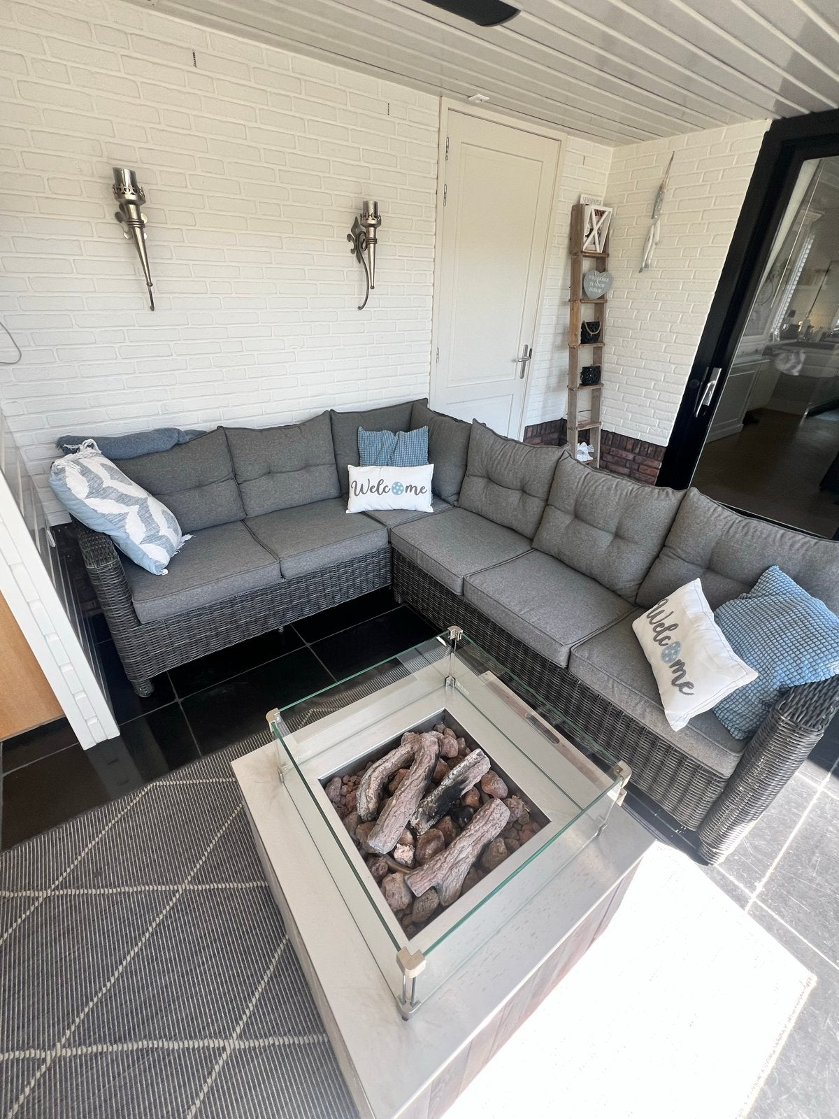 Luxe Hoekbank Loungeset Grijs - Domani Furniture, Ophalen, Zo goed als nieuw, Bank