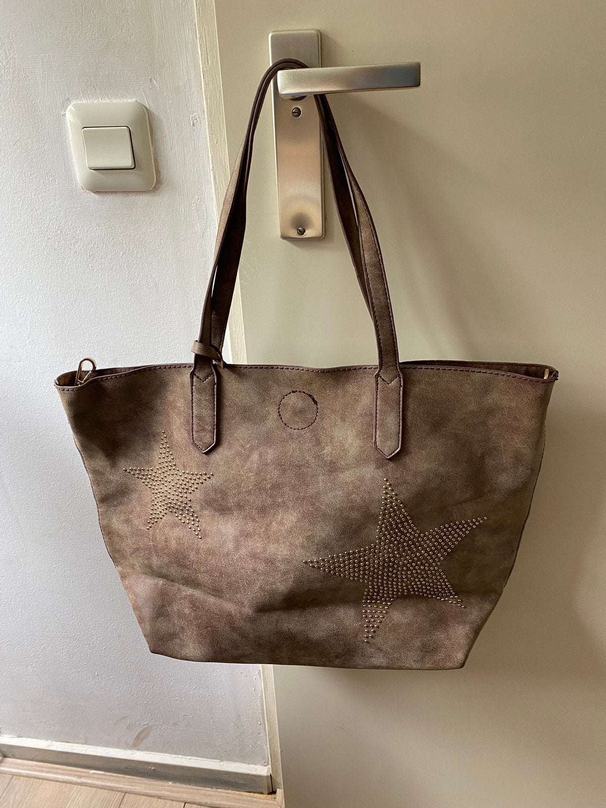 Suede tas, Ophalen of Verzenden, Gebruikt, Bruin, Shopper
