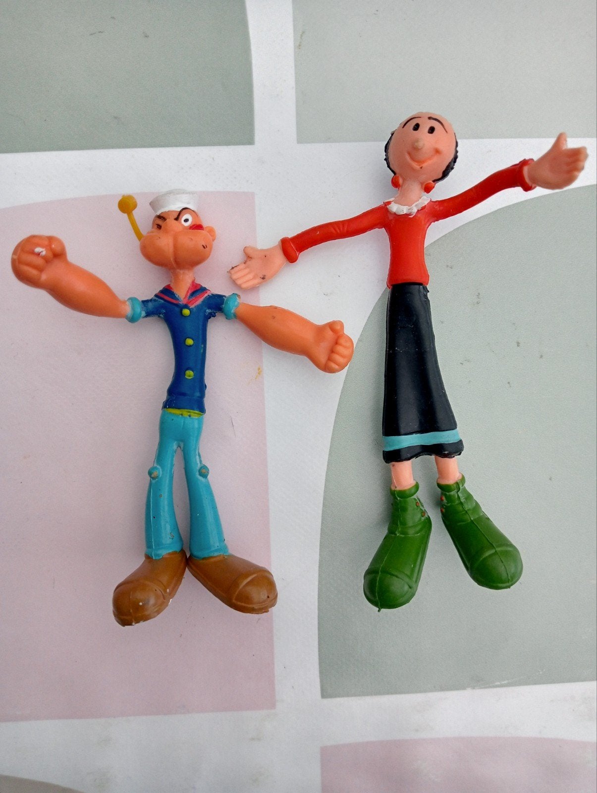 Vintage Popeye en Olive buigbare speeltjes vintage, Ophalen, Overige figuren, Gebruikt, Beeldje of Figuurtje