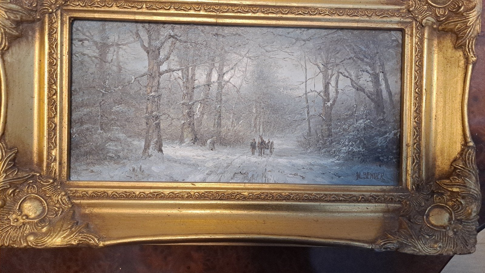 Schilderij Winterlandschap met figuren, gesigneerd, Ophalen of Verzenden