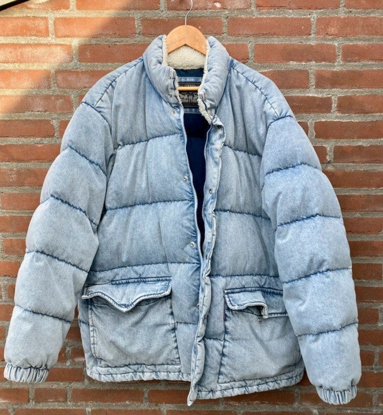 Levi's western super puffer jacket coat Large down denim, Maat 52/54 (L), Levi's, Zo goed als nieuw, Verzenden