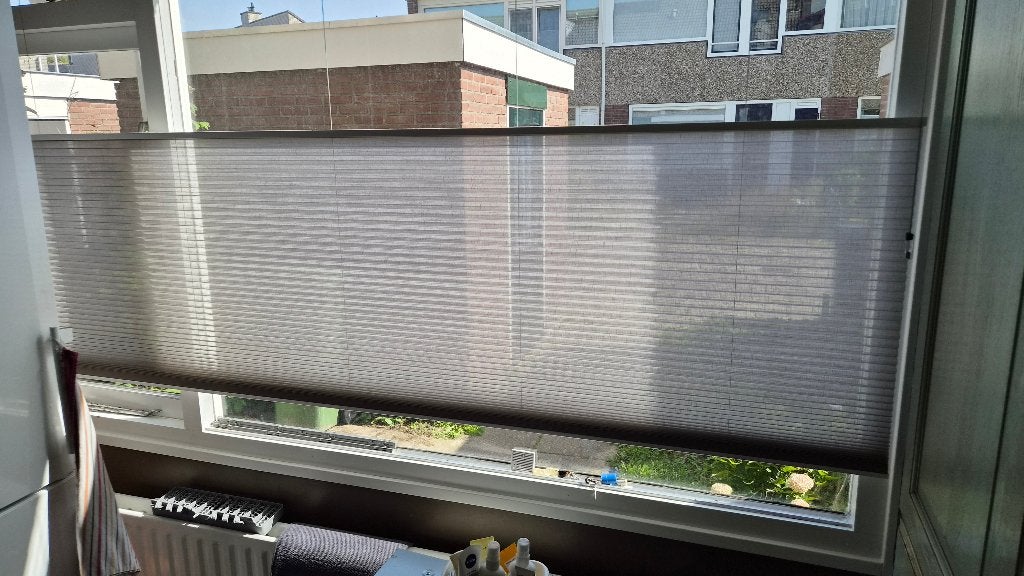 Plissé raambekleding, Ophalen, Inclusief montageonderdelen, 130 cm, Grijs