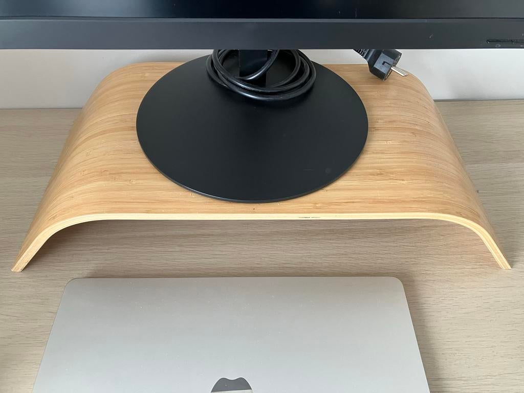 Monitorstandaard Sigfinn Ikea bamboe fineer, Diversen, Bureau-accessoires, Ophalen, Gebruikt