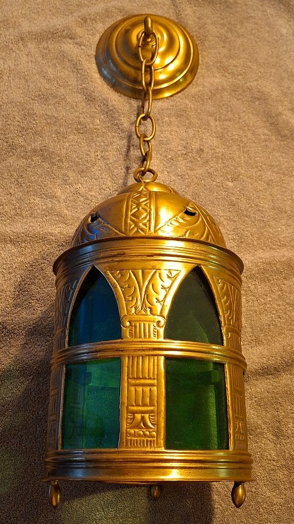 Antieke Art Deco Hallamp / Lantaarn – Egyptian Revival, Ophalen of Verzenden