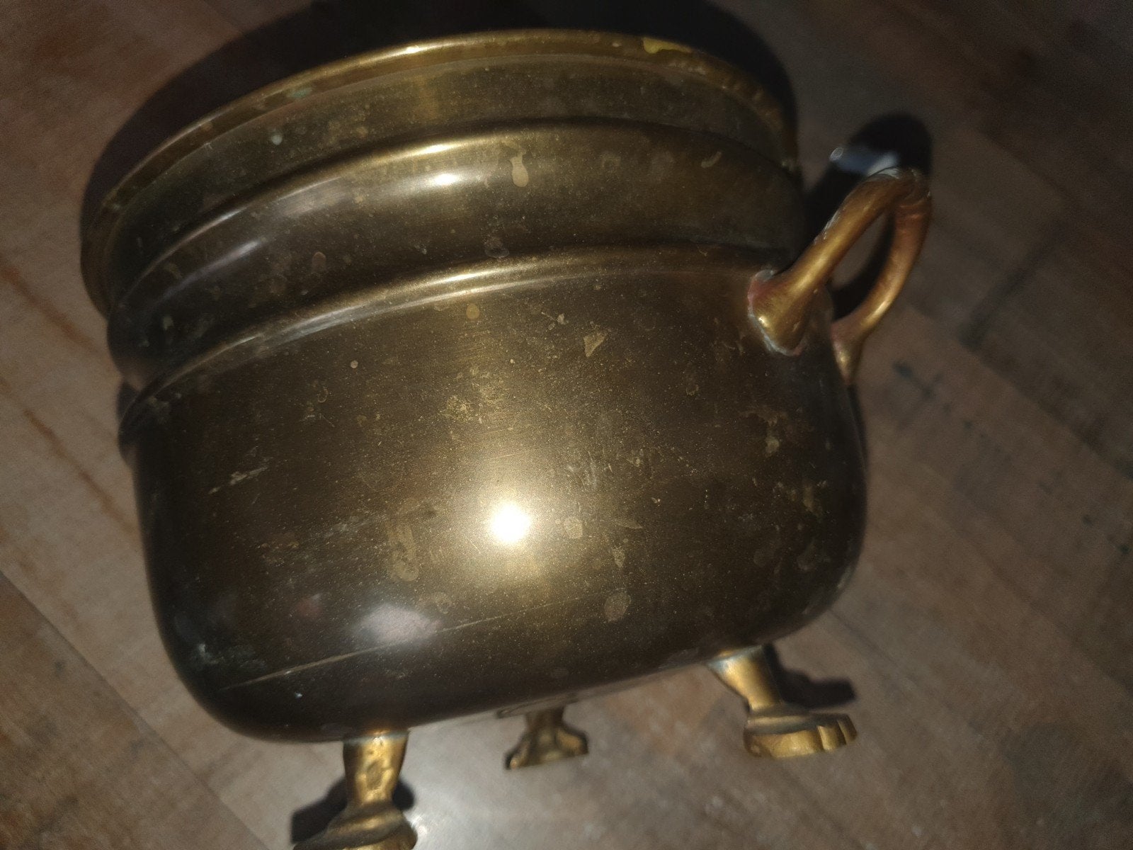 Antieke koperen pot met handvatten en pootjes, Antiek en Kunst, Antiek | Koper en Brons, Ophalen of Verzenden