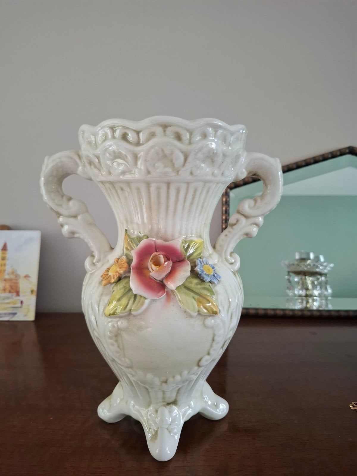 Vintage Italiaanse Barok Vaas (Capodimonte-stijl), Ophalen of Verzenden