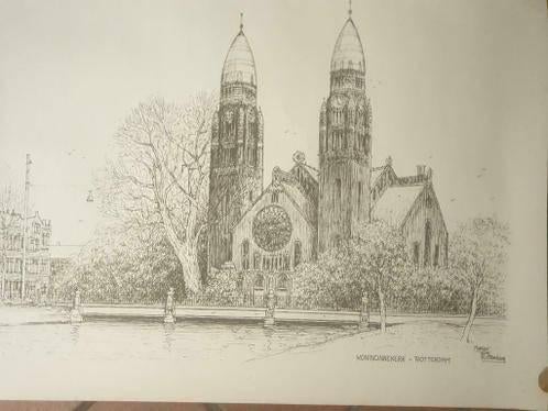 Litho Koninginnekerk Rotterdam Meeuw Van Rotterdam, Antiek en Kunst, Ophalen