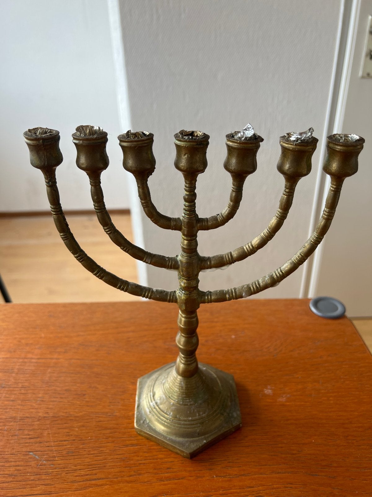 Antieke Messing Menora - Joodse Kandelaar, Ophalen, Koper of Brons