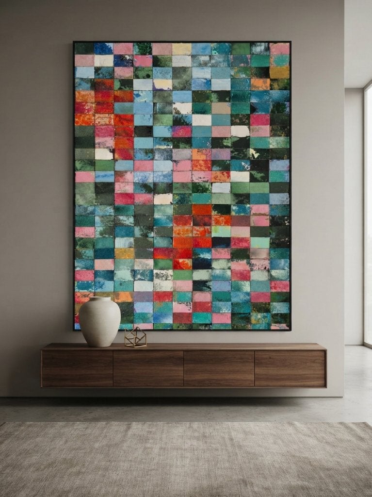 Groot kunstwerk kubistisch modern woonkamer interieur, Ophalen