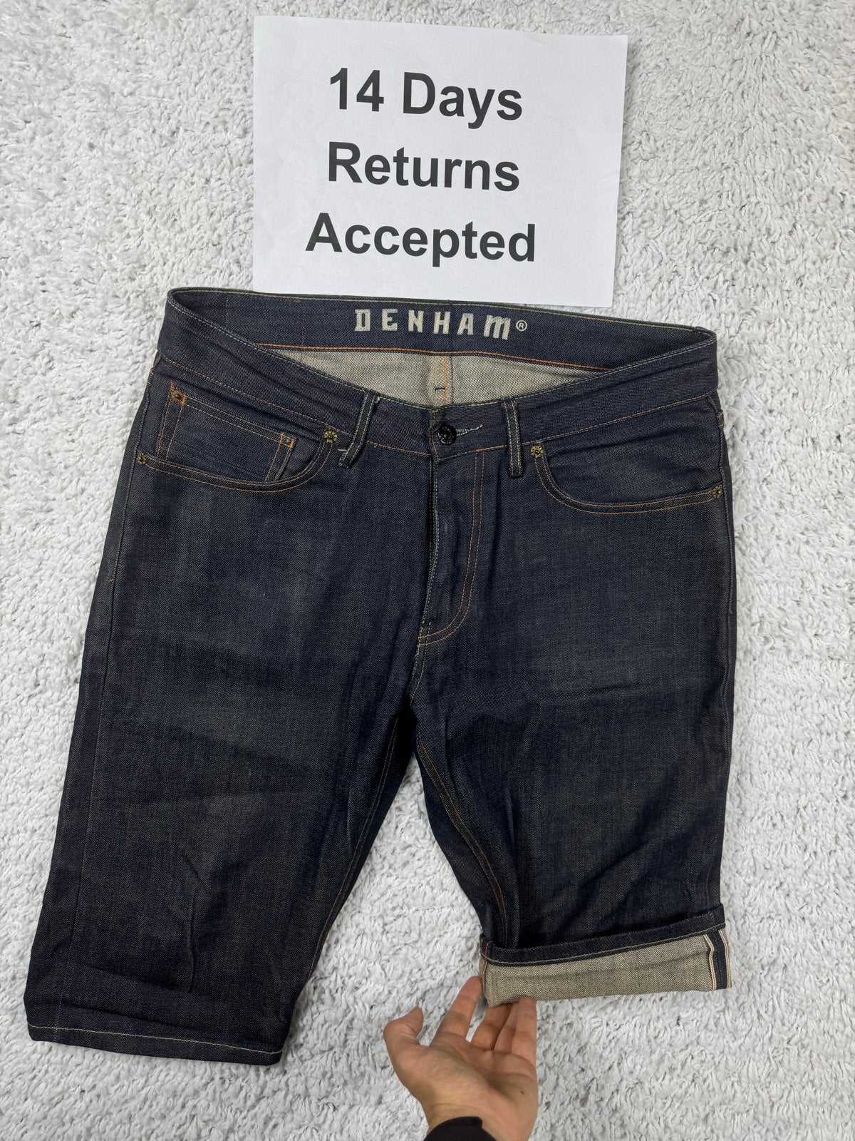 Denham Selvedge Grade Cut-Off Raw Denim Shorts W31 2757, B, Nieuw, W32 (confectie 46) of kleiner, H