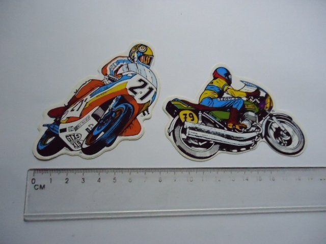 sticker jaren 70 80 motorrace motorfiets strip kermis, Verzenden, Zo goed als nieuw, Bedrijf of Vereniging