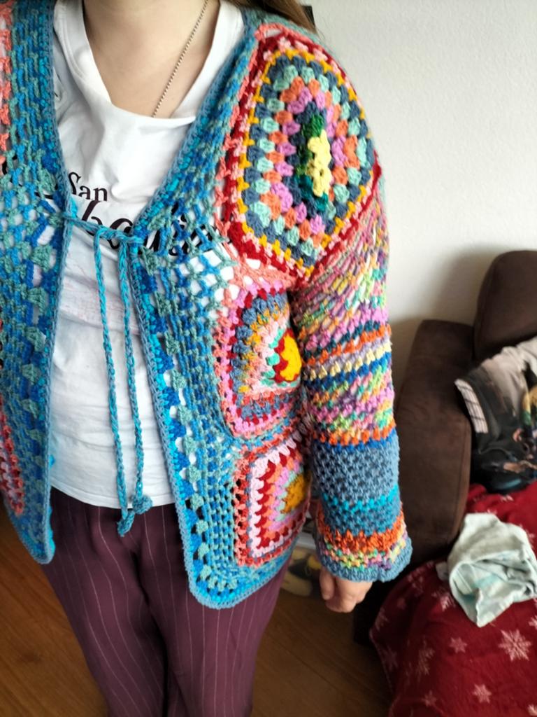 Handgehaakt bohemian kleurrijk vest/jas met.42/44, Ophalen of Verzenden, Nieuw, Breien of Haken, Wol of Garen