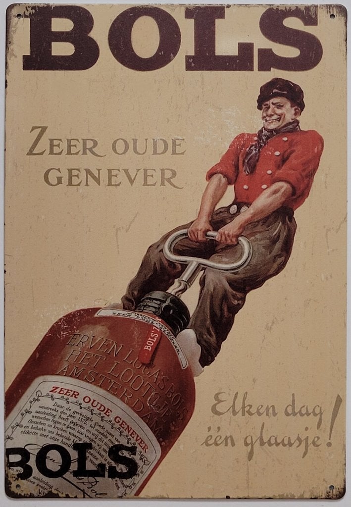 Bols Genever elke dag een glaasje reclamebord van metaal, Info@deconoord.nl, Deco Noord, Nieuw, Ophalen of Verzenden