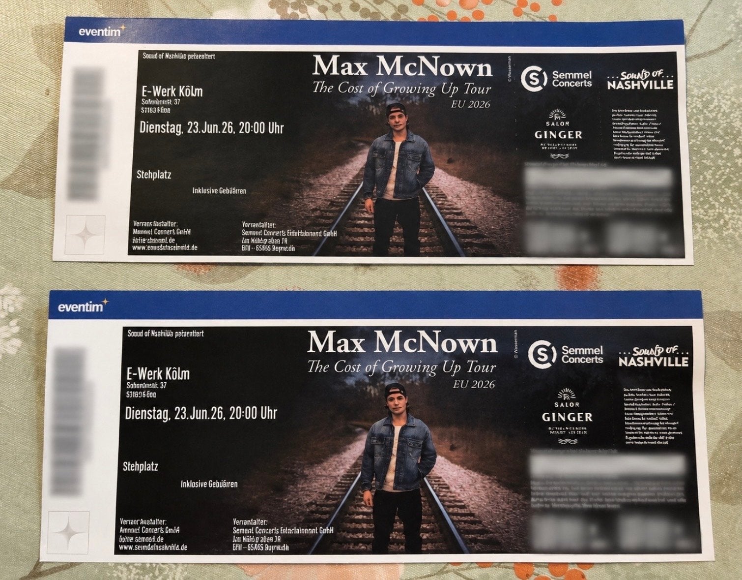 2 tickets Max mcNown Concert Sound of Nashville, Twee personen, Juni