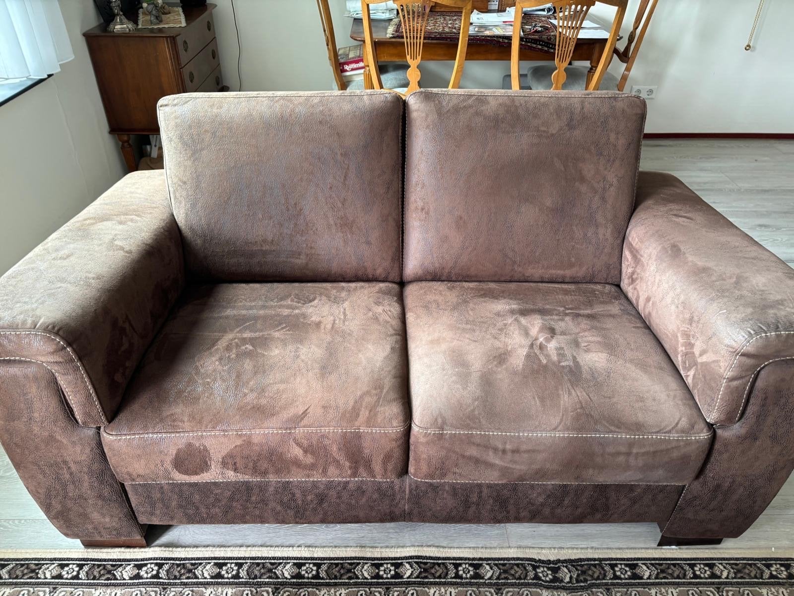 Comfortabele 2-zitsbank en fauteuil van De Bommel, Ophalen, 150 tot 200 cm, Tweepersoons, 75 tot 100 cm