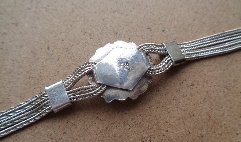 zilveren armband met turkoois steen [748], Ophalen of Verzenden, Zo goed als nieuw, Met edelsteen, Zilver