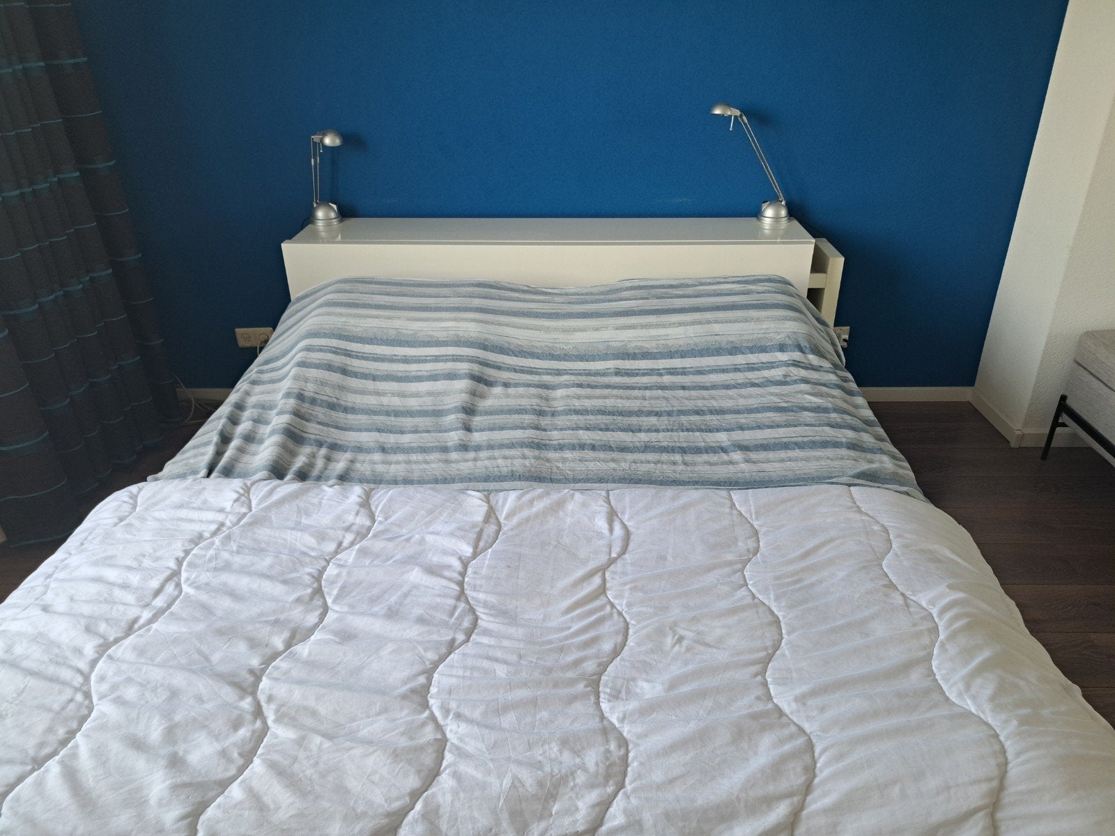 Ikea Malm bed 160x200 met uitschuifbaar achterframe, Huis en Inrichting, Slaapkamer | Bedden, Ophalen, Wit, Tweepersoons, 160 cm