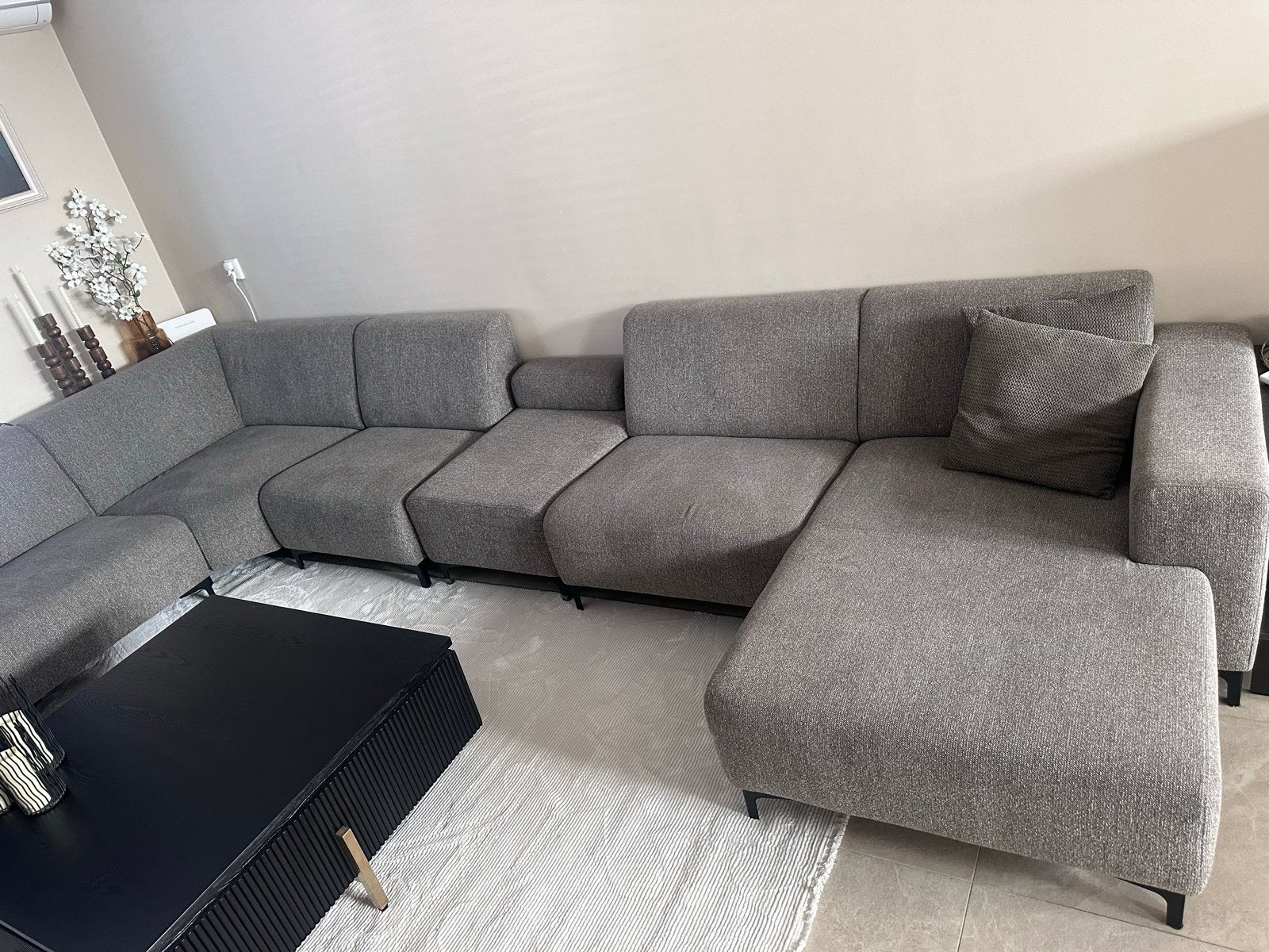 Modulaire Hoekbank van Sanders Wonen -  Grijs, Ophalen, Gebruikt, 125 tot 150 cm, Hoekbank