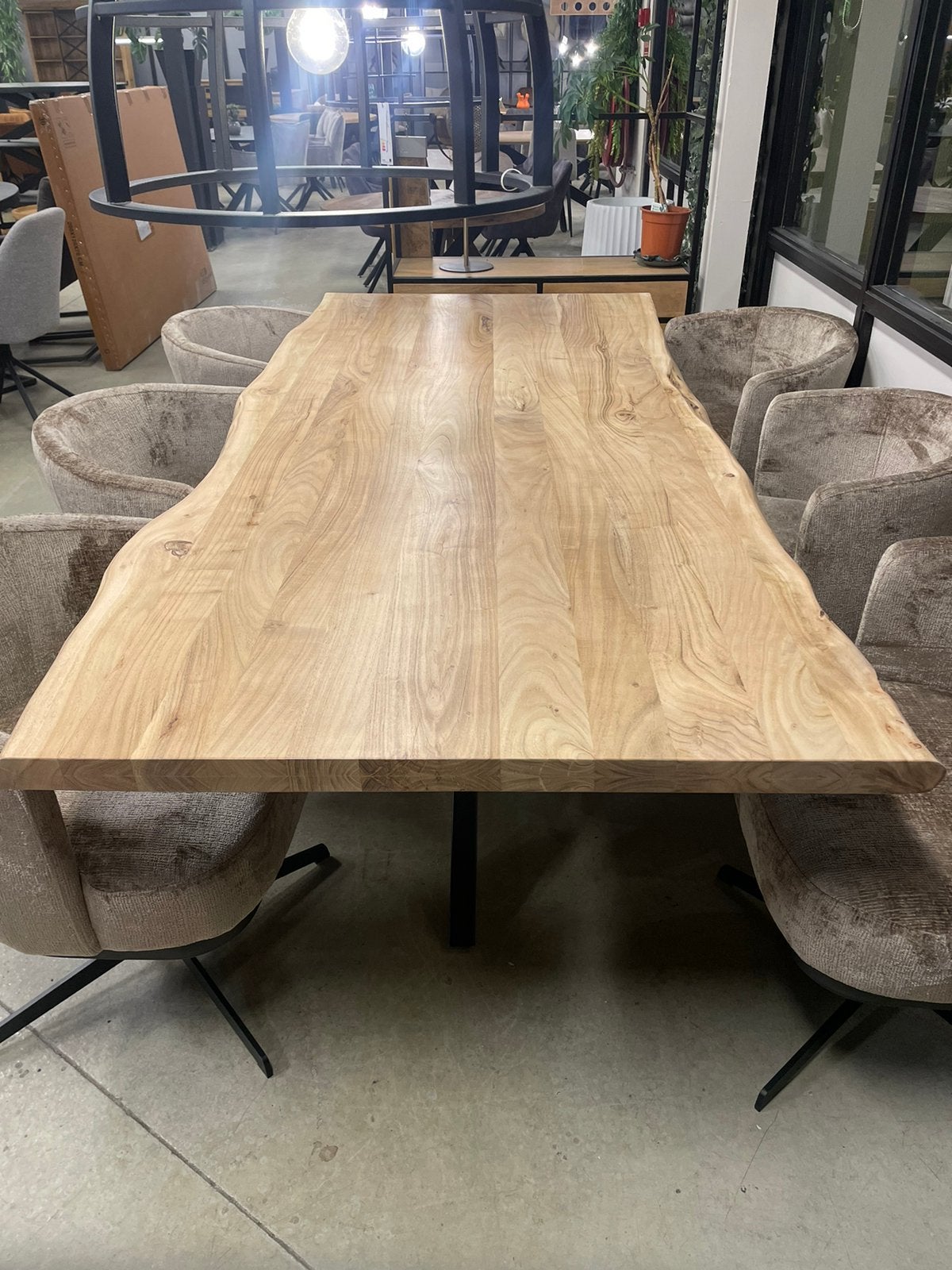 LEEGVERKOOP ACACIA MASSIEF BLAD CHEFMEUBEL ! 399 VOORRAAD, Bruin, Ophalen of Verzenden, Zo goed als nieuw, Vijf, Zes of meer stoelen