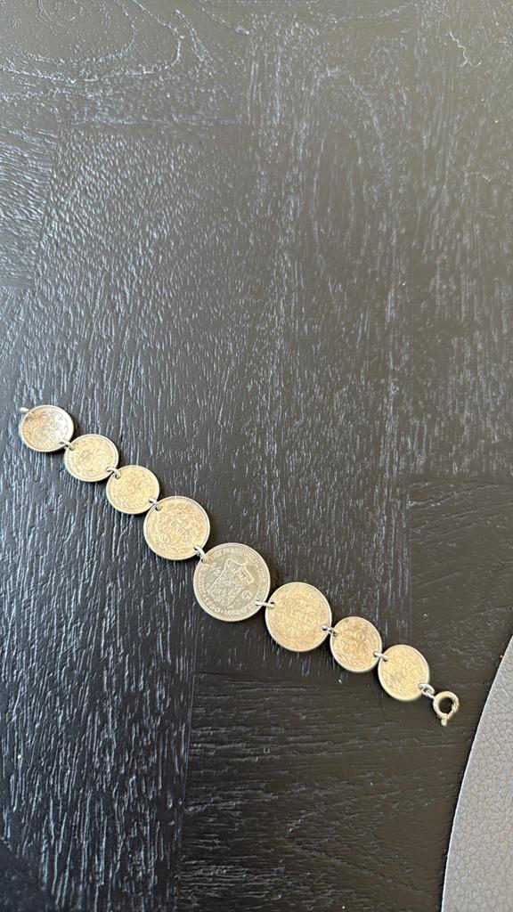 zilveren munten armband, Ophalen of Verzenden, 10 gulden