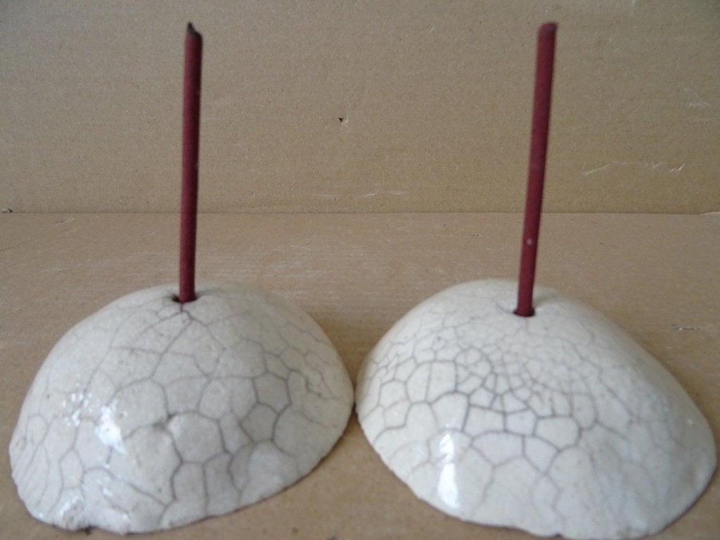 Curiosa wierookhouder set wierookhouders raku keramiek 9cm, Ophalen of Verzenden