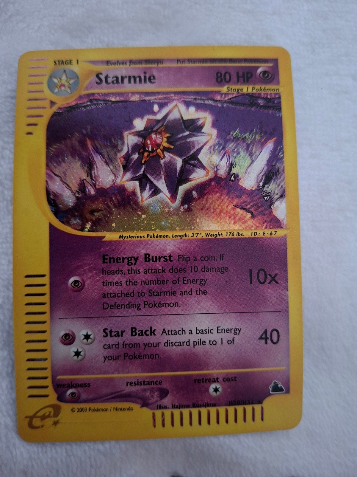 Starmie pokemon kaart., Ophalen