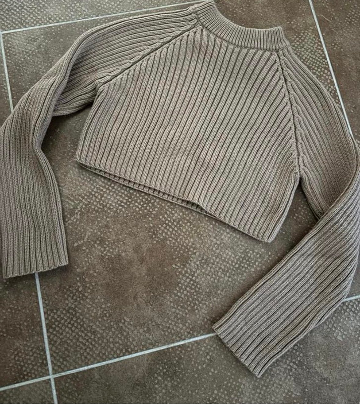 Zara Cropped Ribgebreide Trui - Beige, Maat S, Ophalen of Verzenden, Zo goed als nieuw, Maat 36 (S), Beige