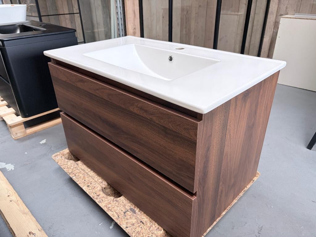 LAATSTE! Wastafelkast badmeubel 80 cm walnoot - Nieuw! nr44, Ophalen of Verzenden, Nieuw