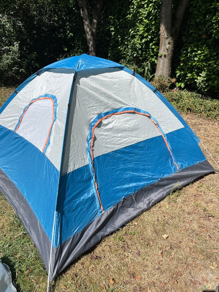 Opvouwbare tent 2 persoons blauw, Caravans en Kamperen, Tenten, Ophalen, Zo goed als nieuw, Tot en met 2