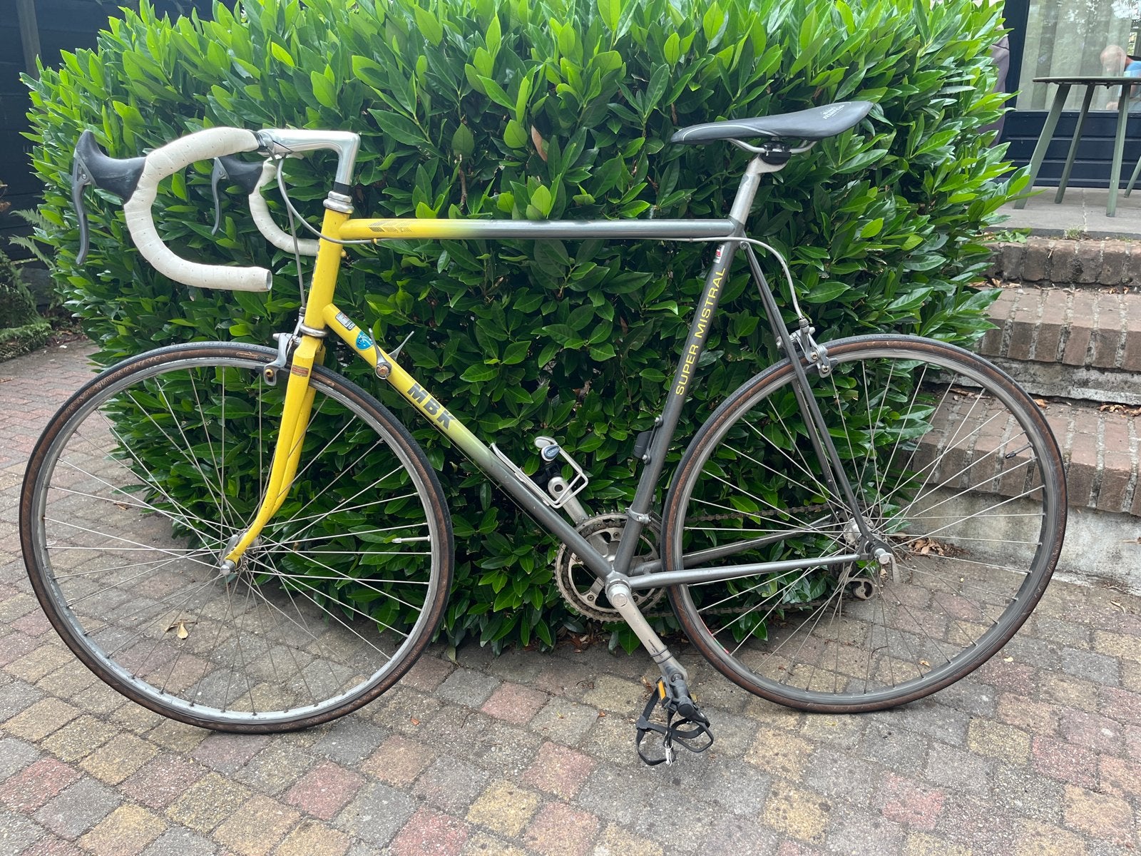 MBK Super Mistral racefiets - Vintage geel/grijs, 28 inch, Gebruikt, 53 tot 57 cm, Ophalen
