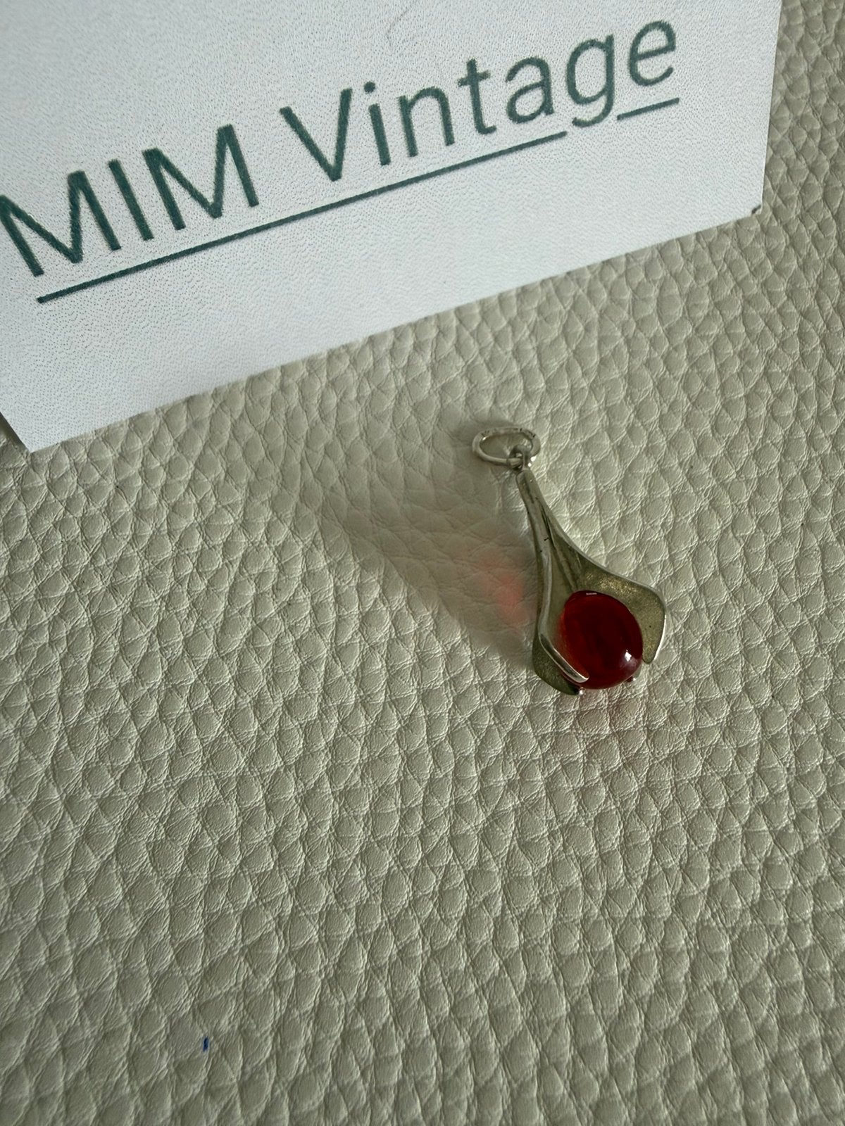 H289/Vintage Zilveren Elis Kauppi Hanger FINLAND, Gebruikt, Verzenden, X, Rood